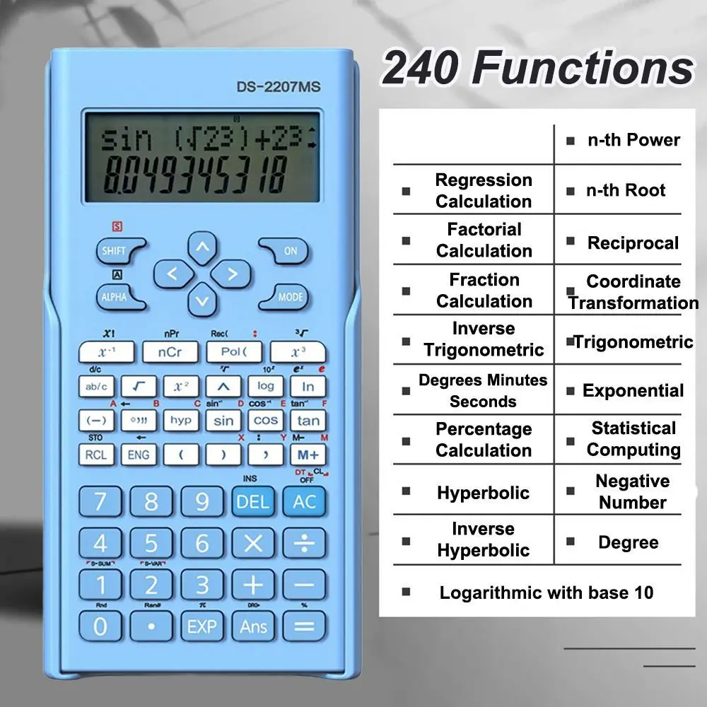 240 функций, инженерный научный калькулятор, 2-линейный 12-значный многофункциональный функциональный калькулятор, настольные аксессуары