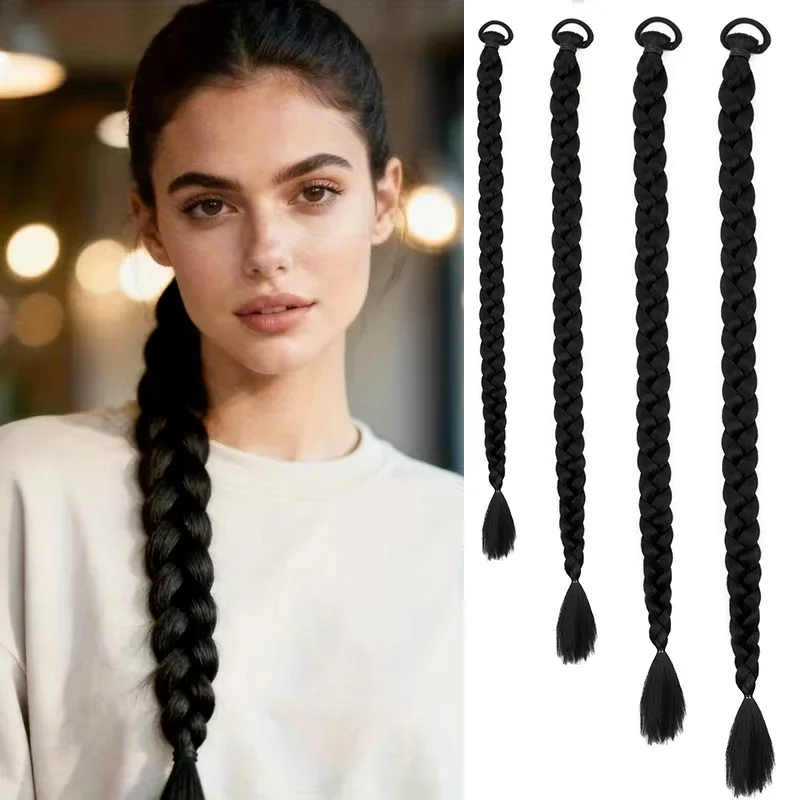 Queue de cheval synthétique tressée longue et droite pour femme, extension de cheveux doux, plusieurs longueurs au choix, pour un style tendance au quotidien