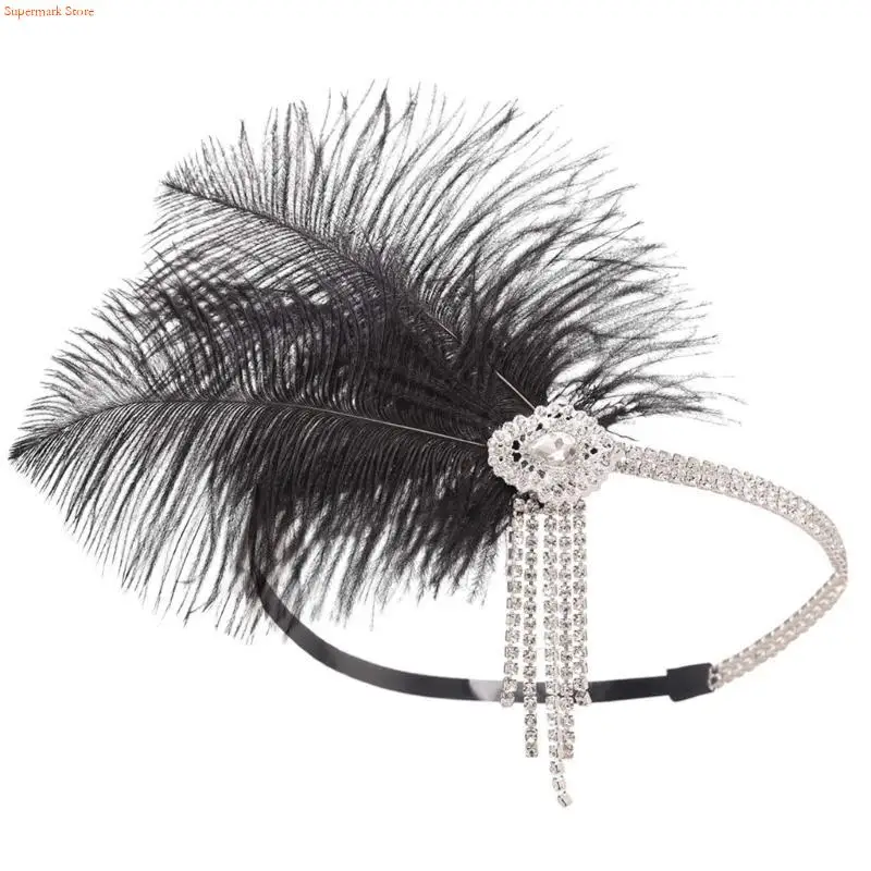 Q5WE Flapper Headbands 1920s Prom Queen Headpiece for Special EventWedding Engagement Night Headwear Hair Styling