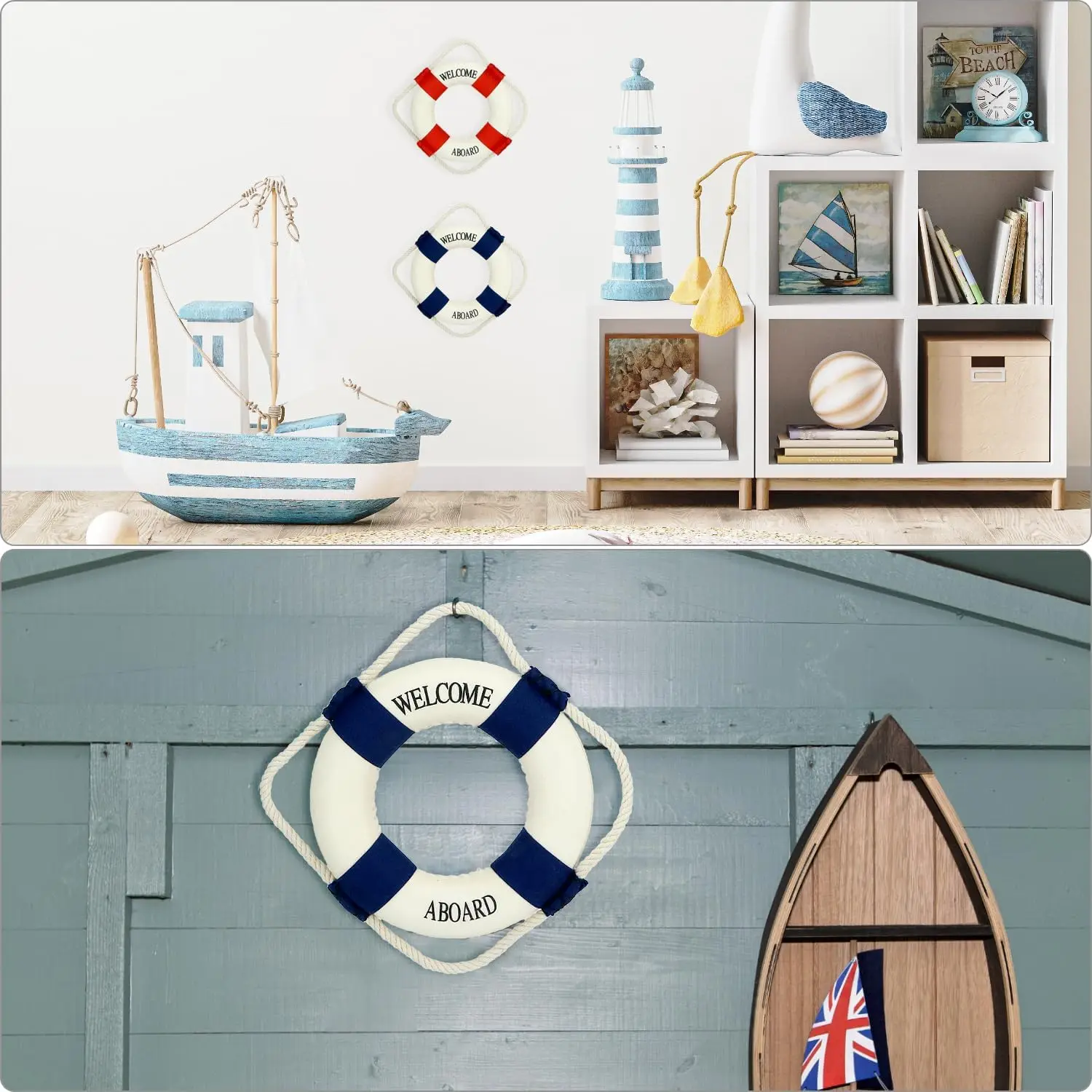 Lifebuoy Wall Hanging Decor Large Life Preserver Ring Decorative Welcome Aboard Mediterranean Style Decoration Nautical Pool view 6