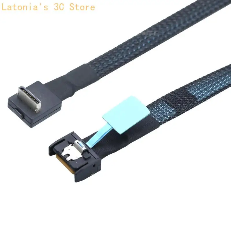 

X3UB Speed Gen5 PCIE MCIOs 4I 4X 38P Male to Oculink SFF8611 4I 90degree NVME for SSDs Cable for Server Data Connection