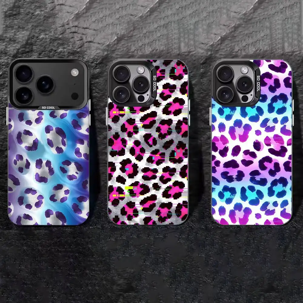 

leopard print Phone Case For iPhone 17,16,15,14,13,12,11 Plus,Pro Max,XS,Colored silver phone case