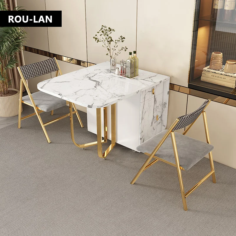 Mesa De Jantar Dobrável Multifuncional e Cadeiras, Móveis De Moda, Retângulo, Mesa De Jantar Móvel E Cadeiras Dobráveis