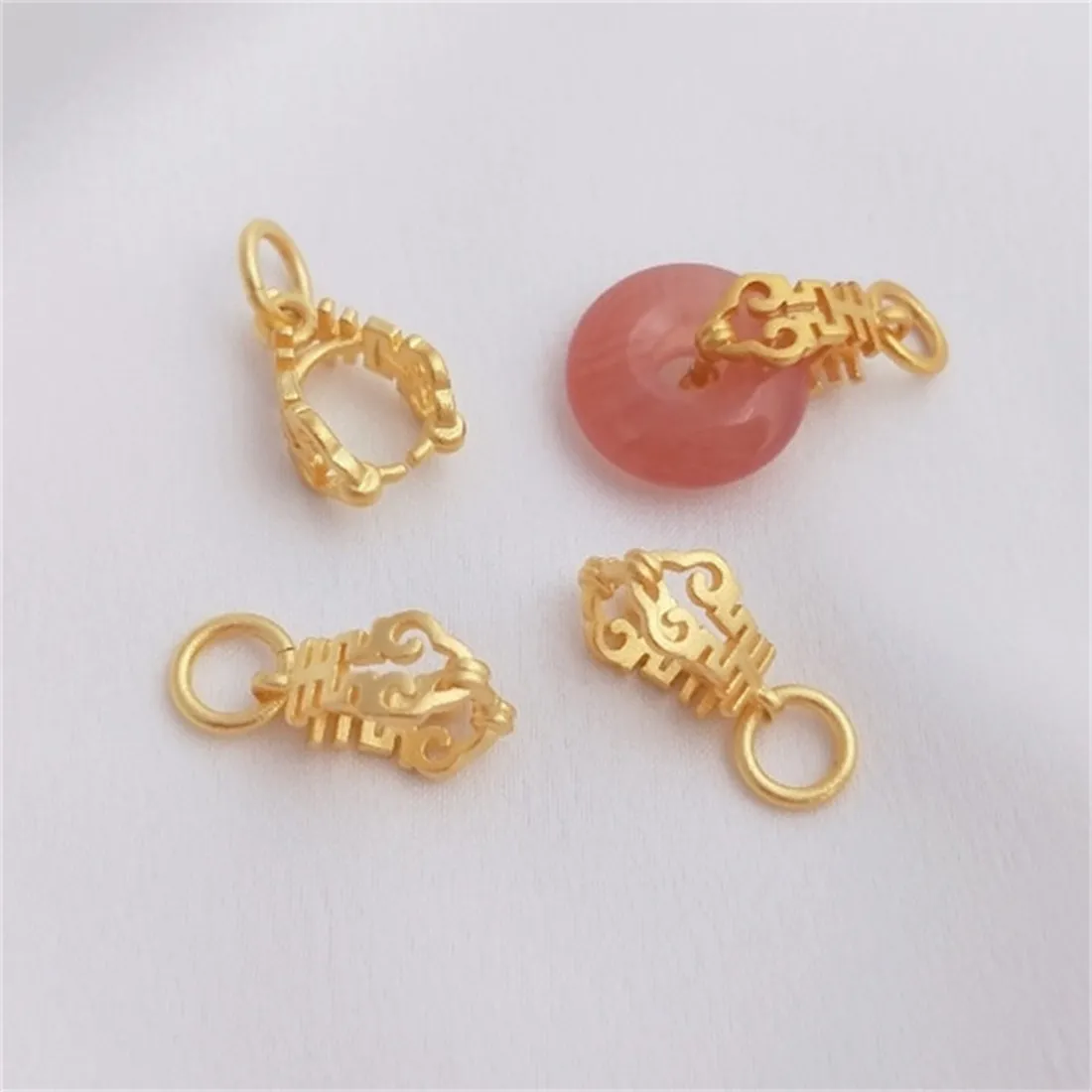 

Vietnam Sha Gold Xi Zi Gua Zi Kou Ping An Kou Handmade DIY Bread Circle Pendant Clip Jewelry Accessories C055