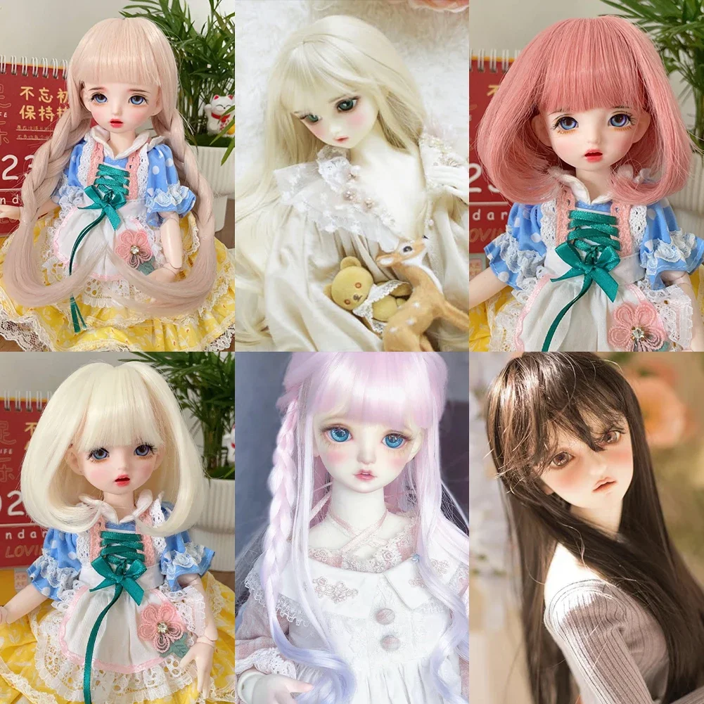 Mini Short/Long Hair for BJD SD Dolls High Temperature Fiber Soft Silk Doll Wig Colorful Wigs Multi-color Dolls Accessories