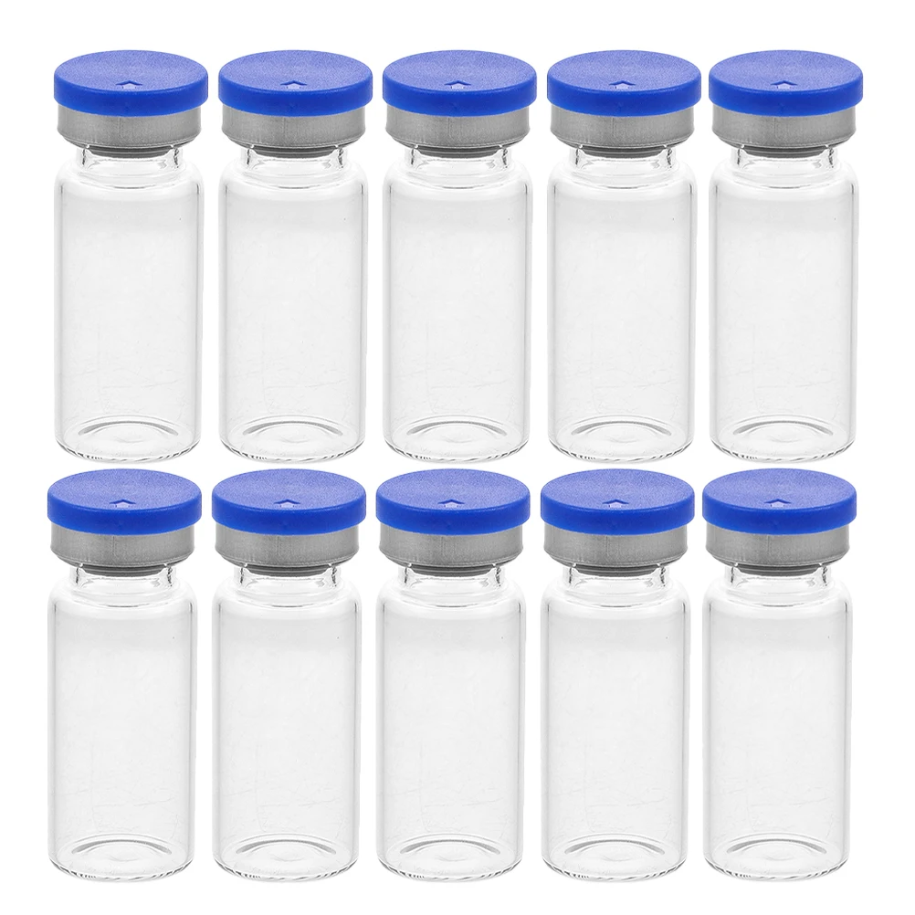 

10 Pcs Glass Bottle Empty Vial -dried Powder Transparent Clear Lab Vials