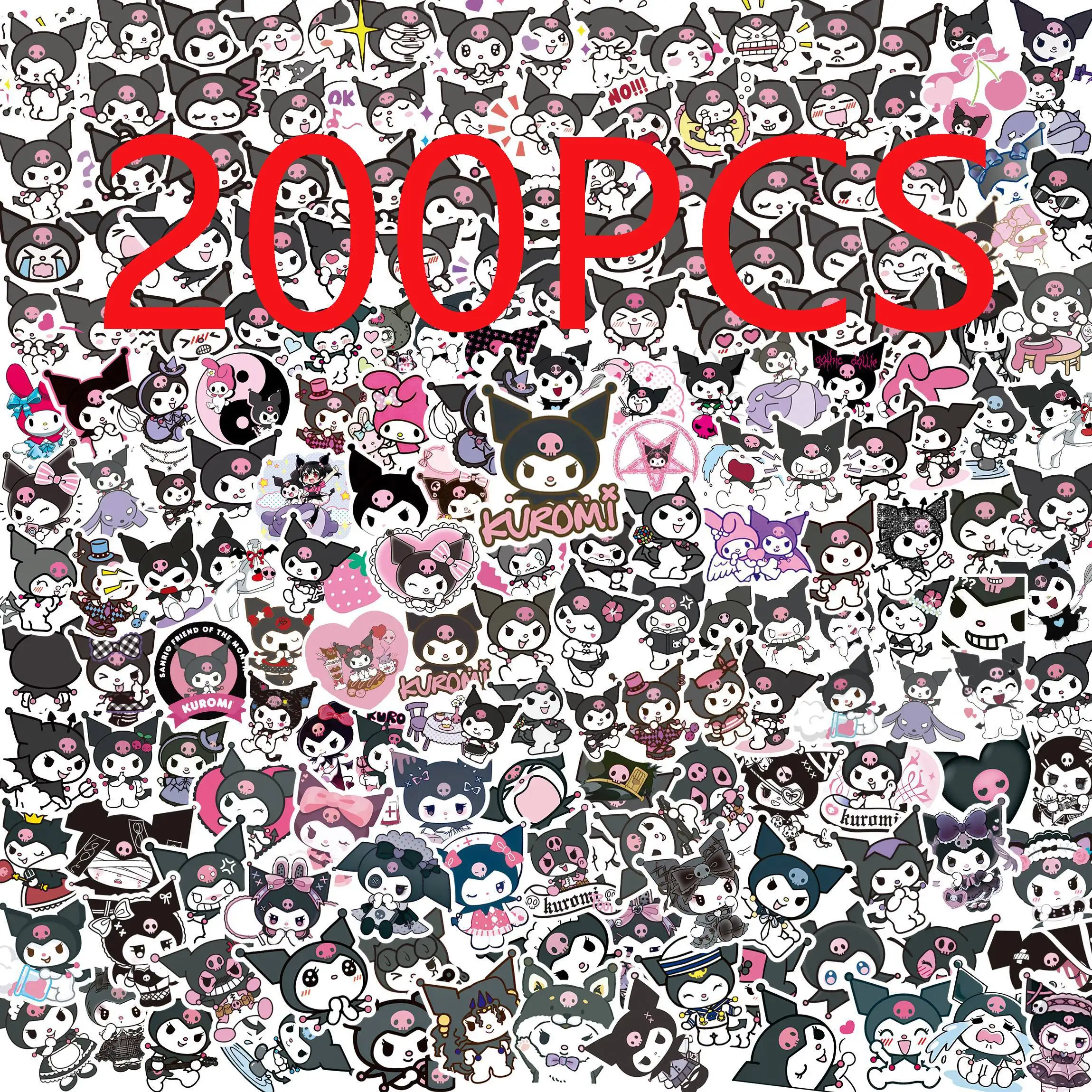 50/100/200Pcs Kawaii Anime Sanrio Kuromi Stickers Skateboard Guitar Suitcase Motorcycle Graffiti Decal Waterproof Sticker Toys