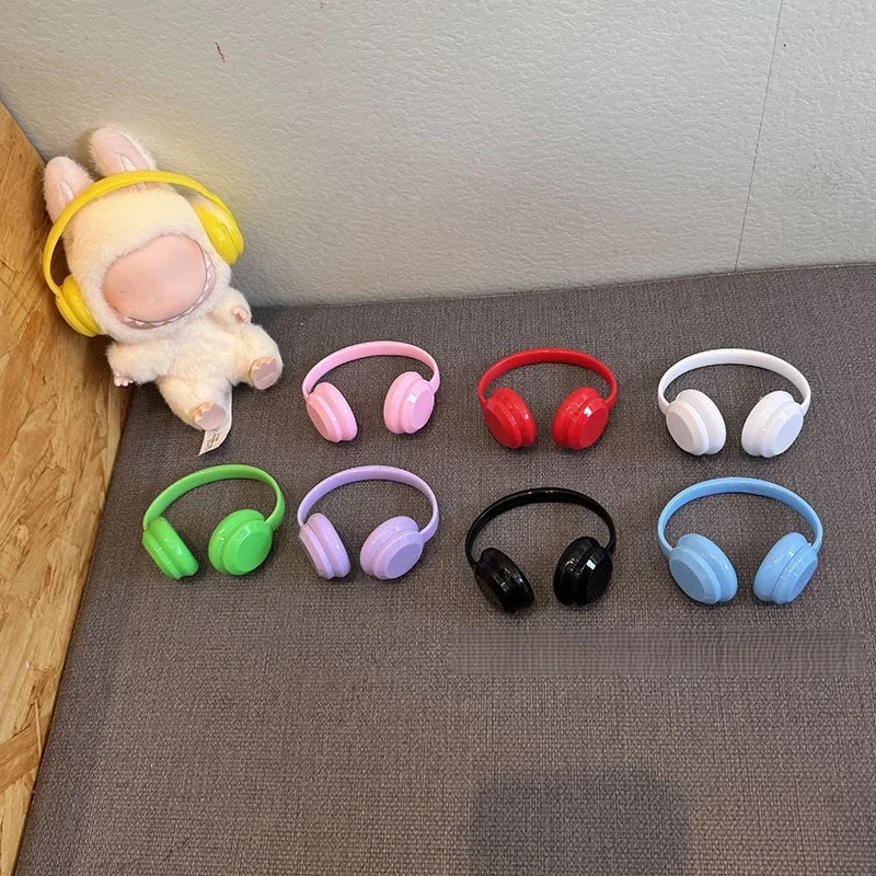 ل 17 سنتيمتر Labubu موضة سماعة اكسسوارات 10 سنتيمتر القطن دمية سماعات معكرون اللون دمية سماعات