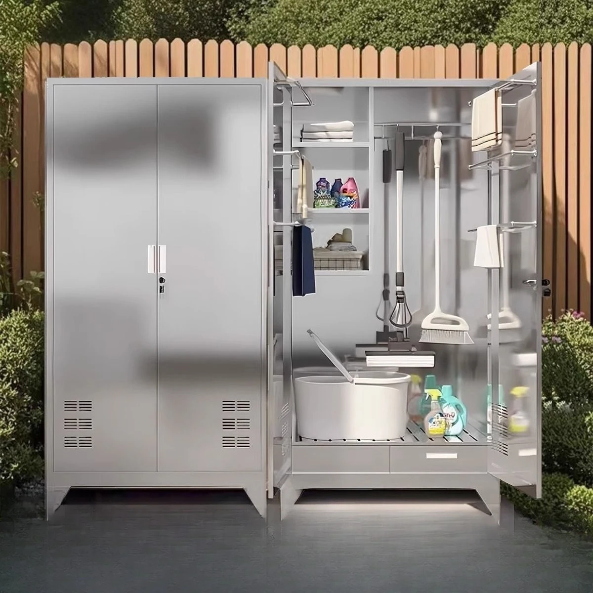 Stainless steel locker waterproof mildew-proof rain-proof sun-proof outdoor cabinet garden balcony courtyard tool storage cabine