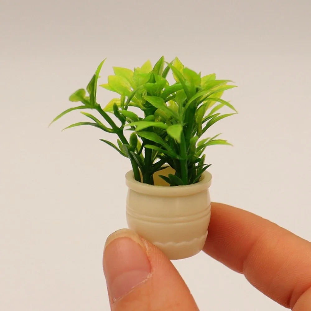 1:12 Dollhouse Miniature Plant Plastic Multistyles Finished Flower Mini Simulation Vase Potted Green Plants
