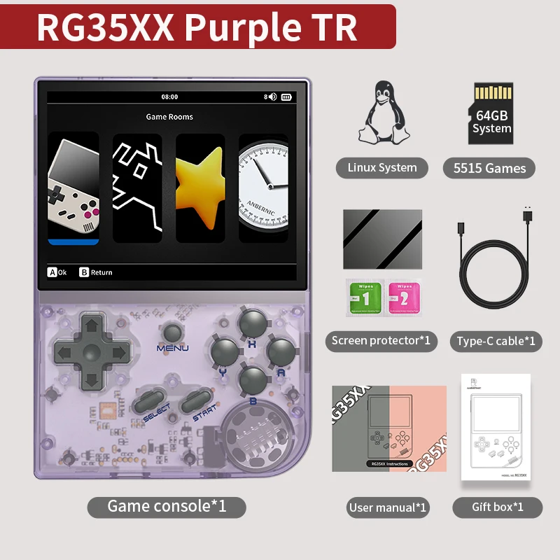 ANBERNIC RG35XX Plus/RG35XX Retro draagbare gameconsole 3,5-inch IPS-scherm Linux draagbare videogamespeler Ondersteuning HD-M-I TV-uitgang