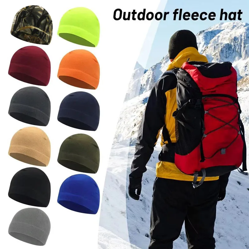 2pcs Winter Fleece Caps For Men Tactical Caps Hunting Hiking Hat Fleece Women Beanies Ski Fishing Cycling Caps Warm Beanie