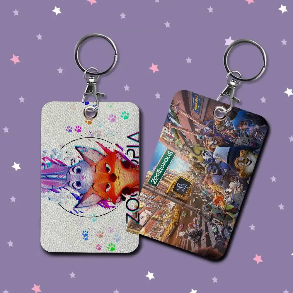 Z-Zootopia بو الجلود الناعمة مستطيلة حامل بطاقة المفاتيح التعريفي مصعد غطاء للحماية الشباب Faion Accory