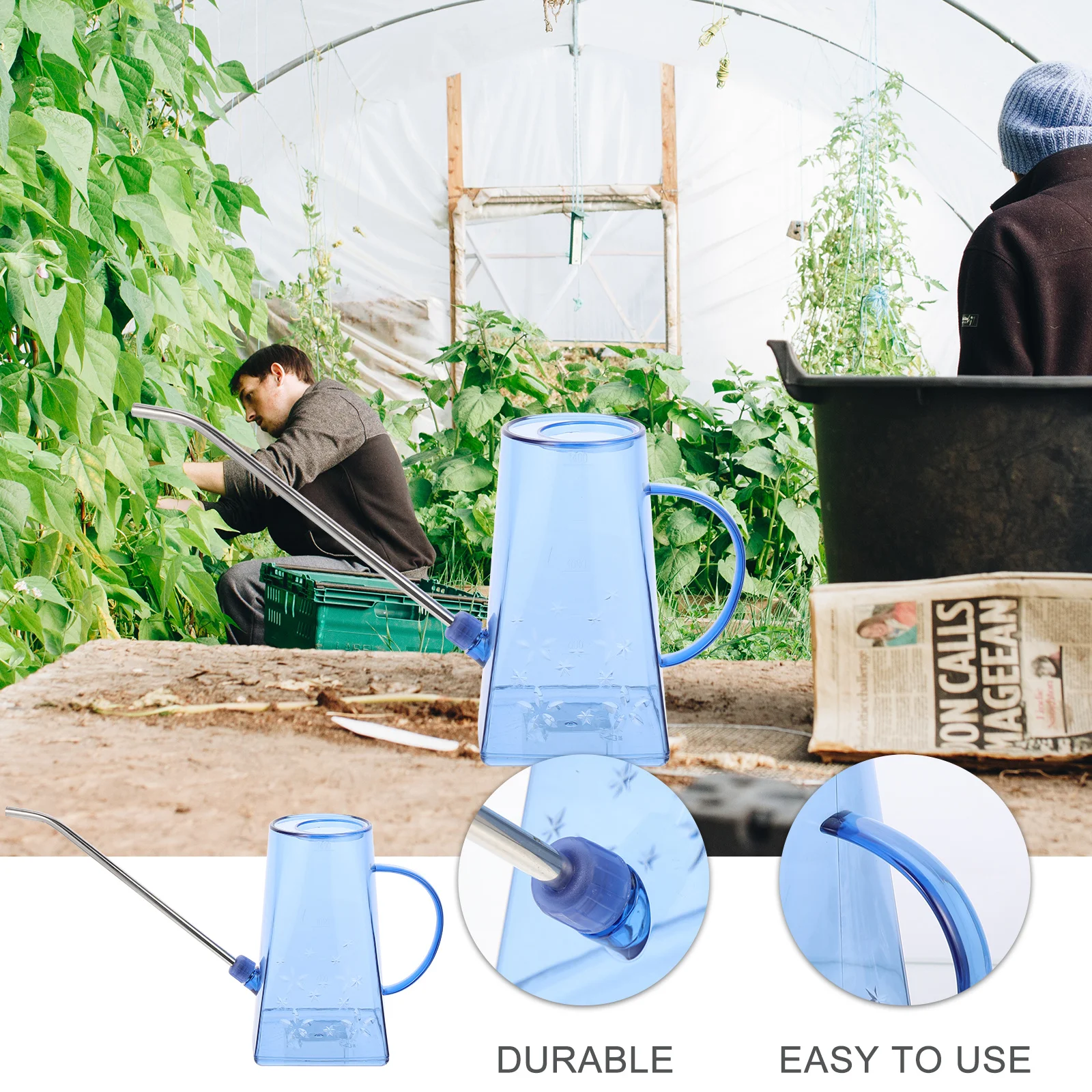 

Stainless Steel Long Spout Watering Can Plastic Transparent for Succulents Indoor Outdoor Gardening Tool Household Plant Care