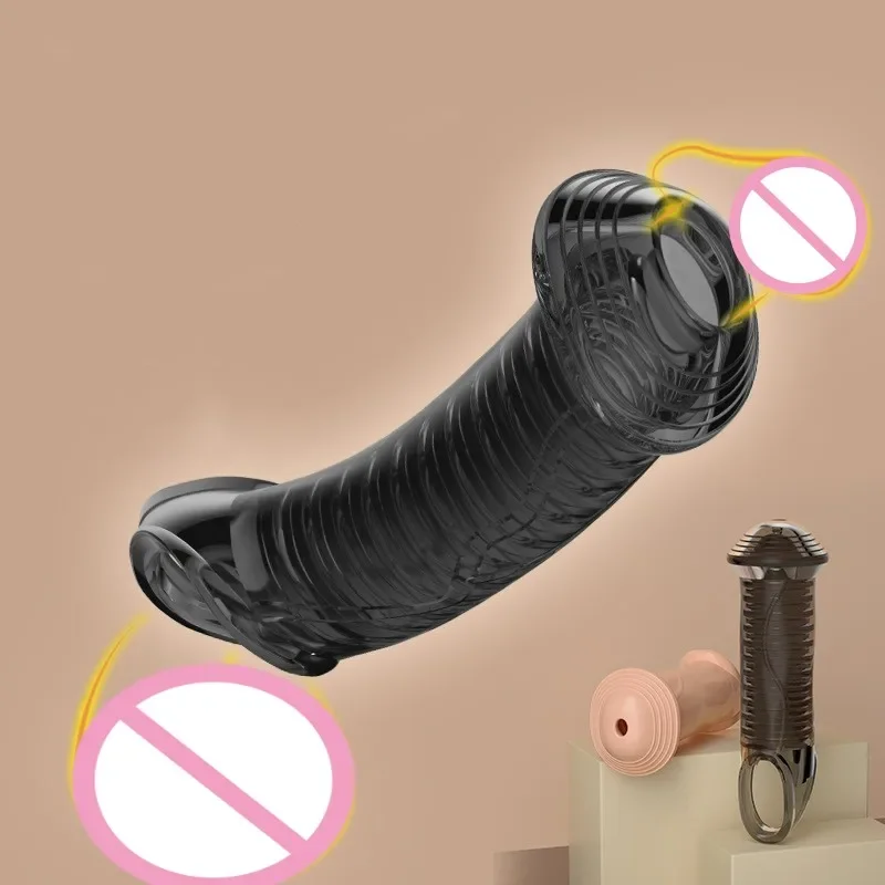 Reusable อวัยวะเพศชายแหวน Cock Stretcher Extender แขนถุงยางอนามัย DELAY Ejaculation เพศของเล่นสําหรับผู้ชายผู้ใหญ่ผลิตภัณฑ์