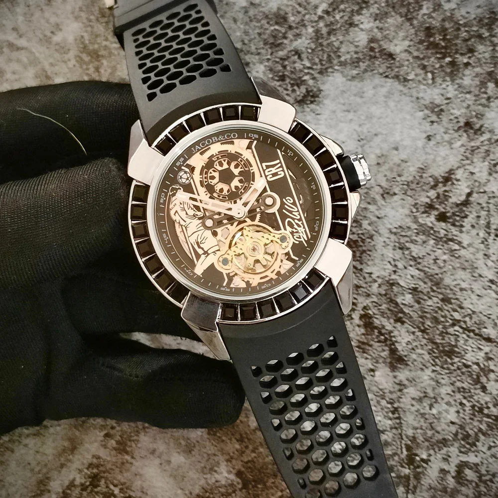 Fashion Amazing Original Brand Watches For Men With Square Diamond Automatic Mechanical Wristatch High Quality AAA Male Clocks