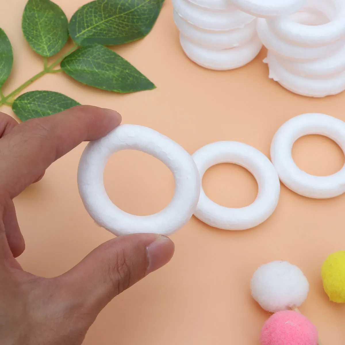 

50pcs Foam Wreath Forms White Craft Rings Circle Template For Drawing Diy Circular Ring Art Supplies Project Home