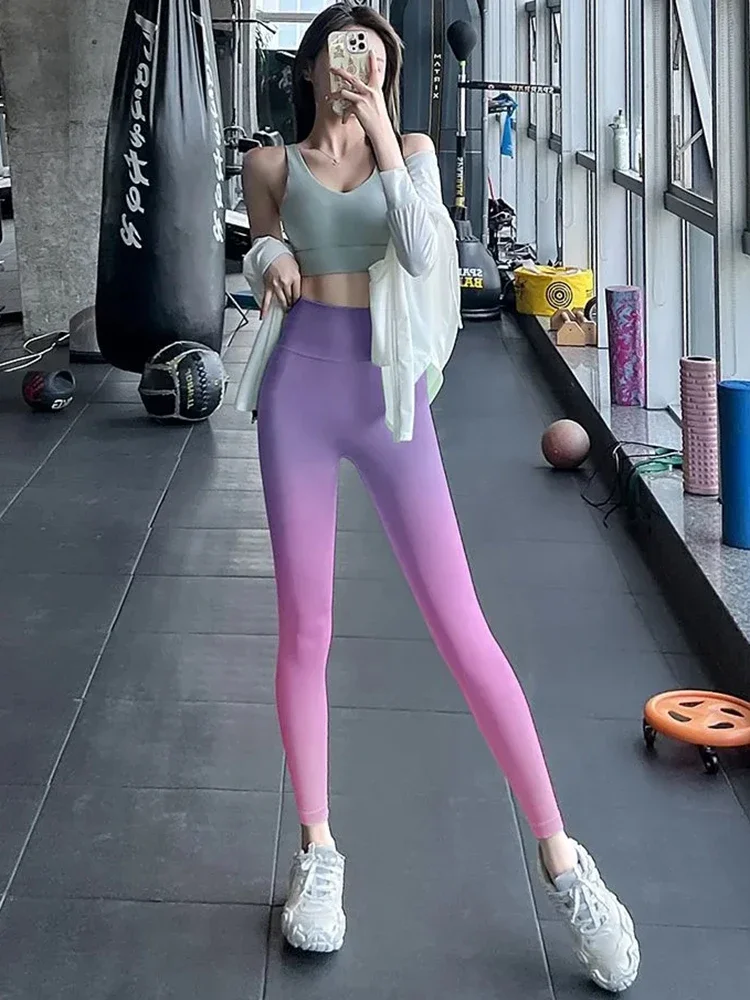 Tie Dye Yoga Leggings Pencil Pants Women High Waist Candy Color Gym Leggins Slim Pantalones Fashion Ankle-length Legginsy Broek