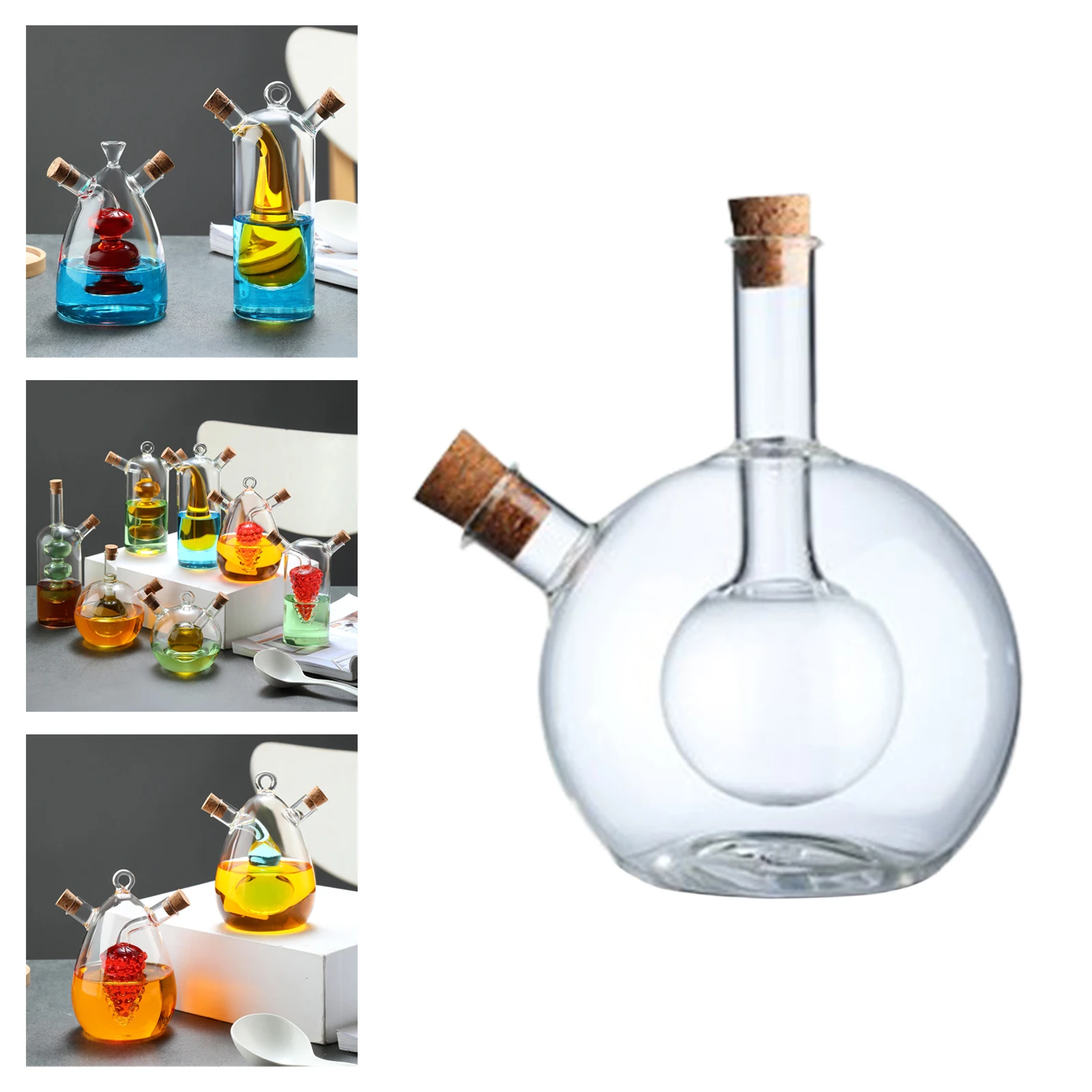 Glass Olive Oil Bottle Cruet Glass Sauce Bottle 2 in 1 Oil Dispenser Kitchen Oil Dispenser Kitchen Cooking Container