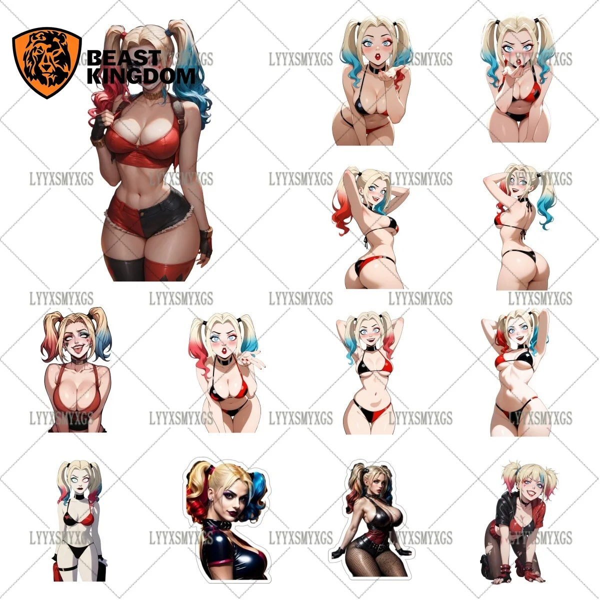 Self-Adhesive Custom Harley Quinn Comic Car Stickers Waterproof Sunscreen Vinyl Decal PVC Wholesale Car Decoration