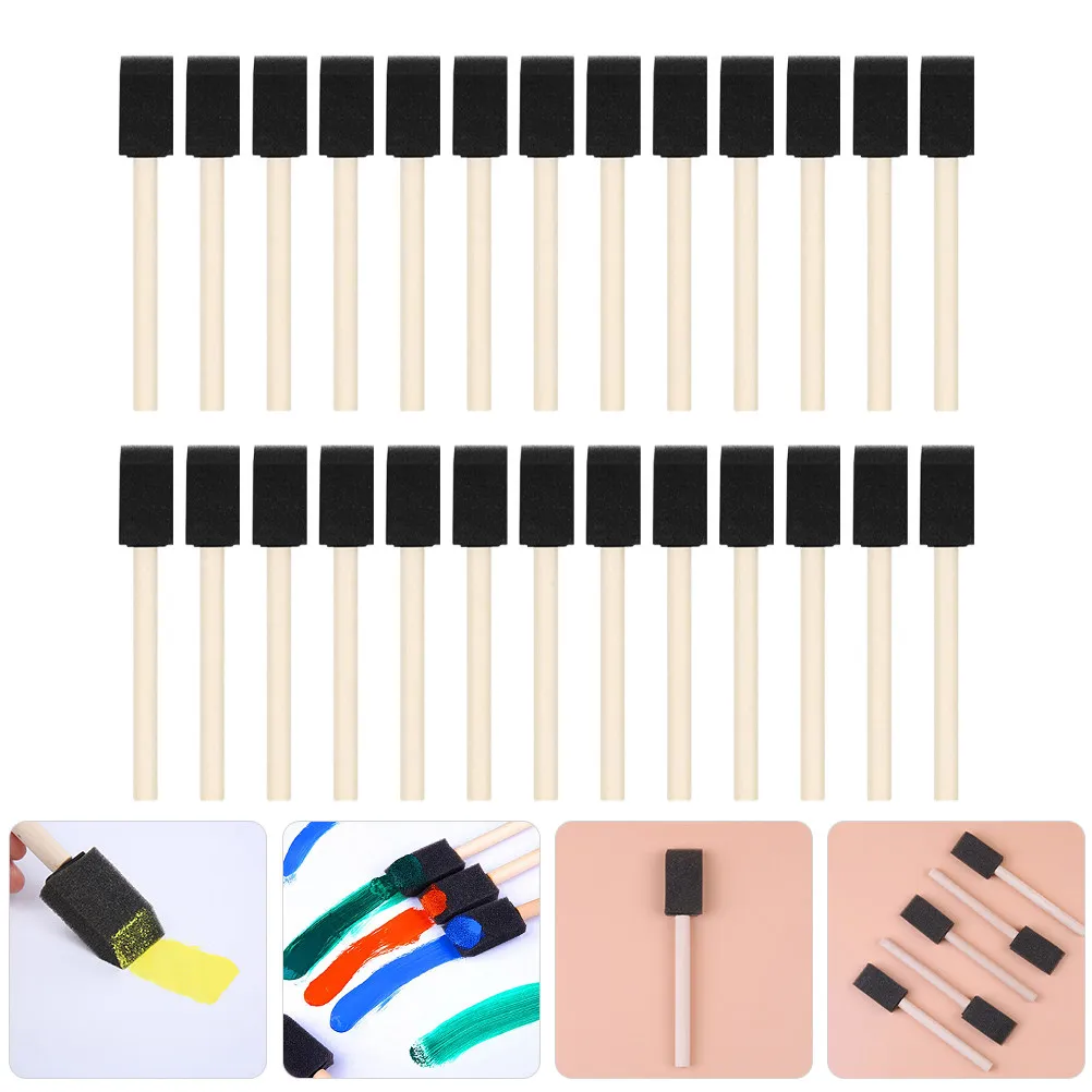 

40Pcs Foam Sponge Paint Brushes Wooden Handle Premium Absorbent Painting Tools for Watercolor Acrylic Oil Gouache DIY Art