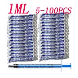 Hot 1ML Plastic Syringes Cubs Measuring Nutrient Hydroponic Disposable With Cover Measuring With OPP Sampler Epoxy Resin Syringe