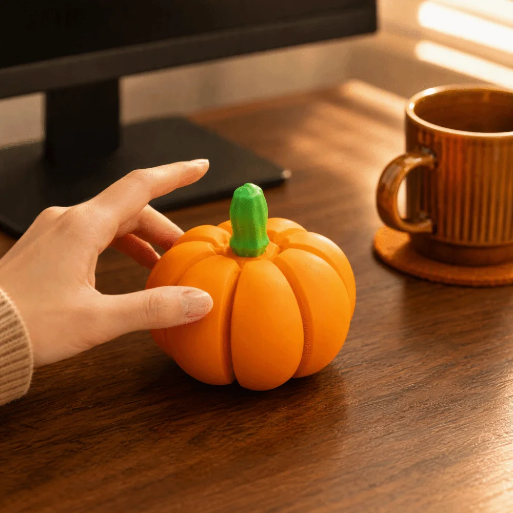 Button Press Halloween Pumpkin Clicker Keychain Funny Creative 3D Printed Pendant Orange Palm Size Fidget Party Favor