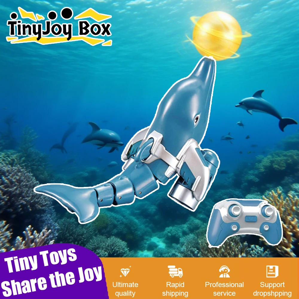 Simulation RC Animals Remote Control Dolphin with Ball and Double Propeller Outdoor Electric Radio Controlled Toys for Kids Gift