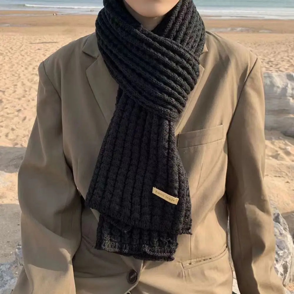 

Elegant Knitting Knitted Scarf Thicken Warm Winter Cashmere Scarves Soft Solid Color Winter Shawl Women