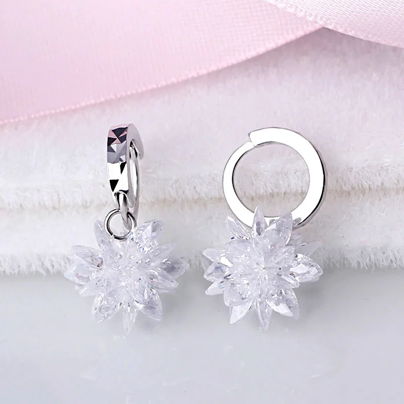 New Arrival High Quality Fashion Ice Flower 925 Silver Needle Ladies Drop Earrings Jewelry Wedding Gift Promotion Women