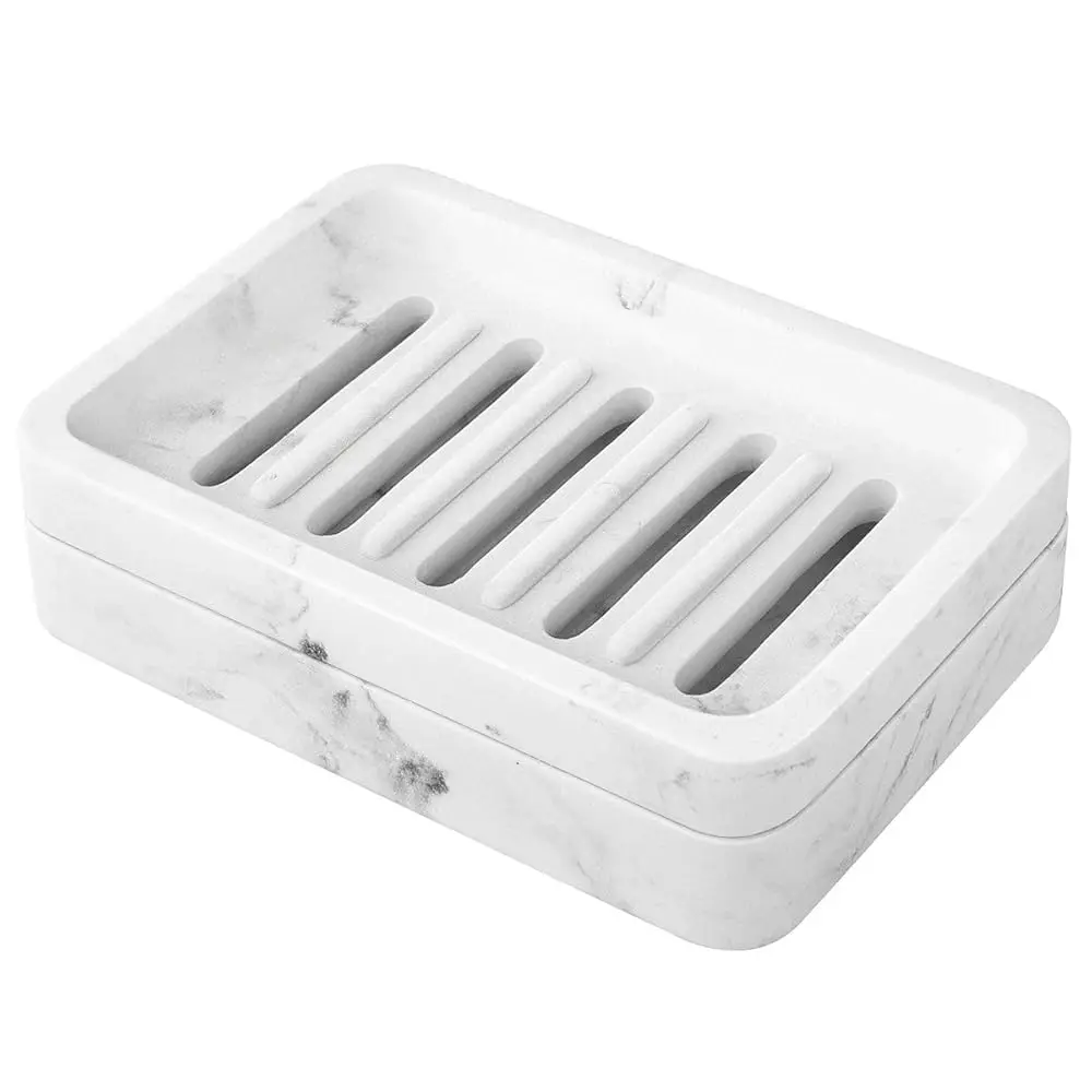 

Soap Dish, Dual-Layer Resin Bar Soap Tray Container Box Case Holder with Detachable Slotted Draining Board Small Tray for Ba