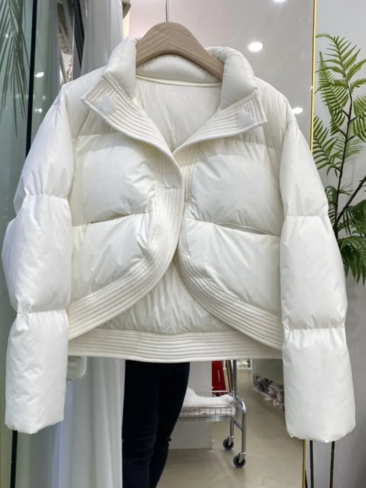 2023 New Winter Women Soft Puffer Jacket Warm Stand Collar Parka Female Windproof Snow Outwear White Duck Down Coat