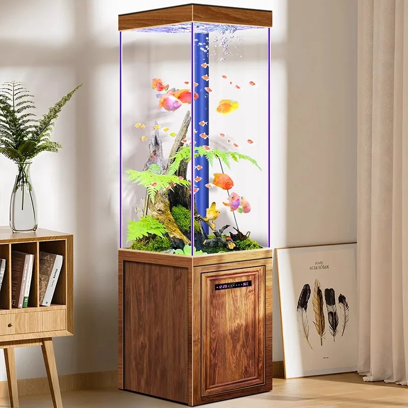 

New fish tank, small living room, household bottom filter, water-free floor-to-wall smart aquarium
