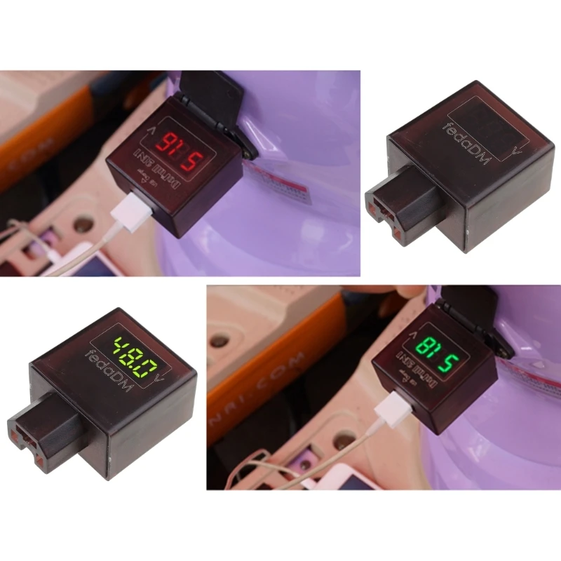 DC30-100V Digital VoltTester Electric Bikes EVVoltmeter Voltage Meter with USB ChargerSocket for Cellphone Charging