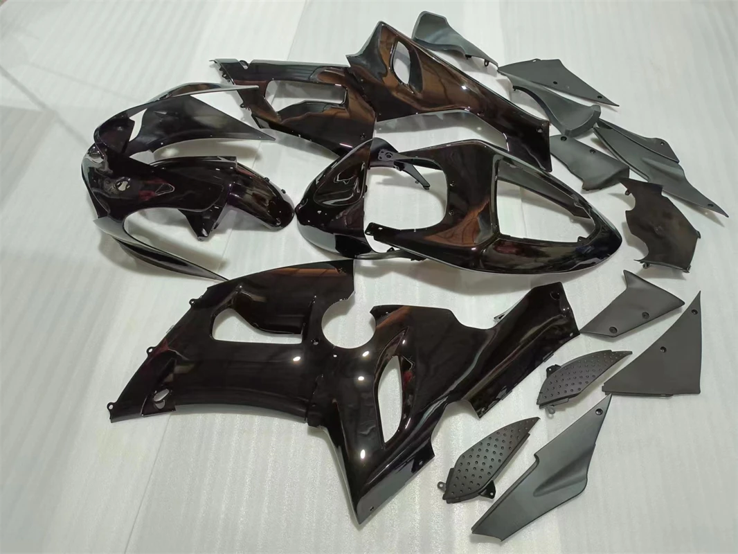 Body kits for Kawasaki ZX6R fairing kits 2005 2006 all glossy black plastic fairing kits set 05 06 Ninja 636 fairings