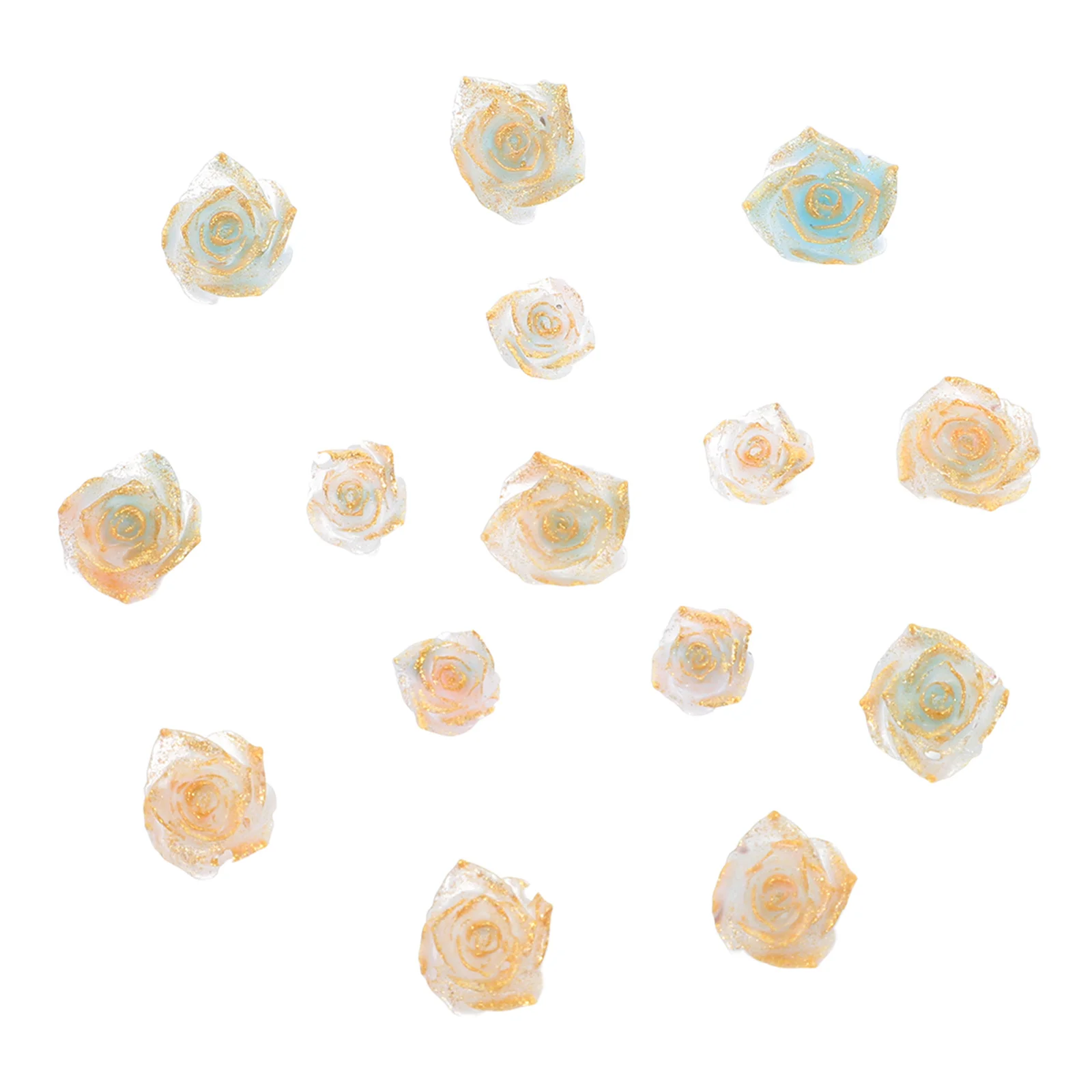 

100Pcs Nail Flowers Charm Gradient Resin 3D Rose Floral Embossed Designs DIY Nail Art Decorations Accessories Floral Charms