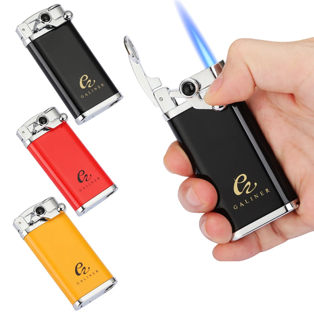 

GALINER Windproof Cigar Lighter With Cigar Punch Cutter Smoking Accessories Refillable Gas Metal Jet Flame Torch Mechero Puro