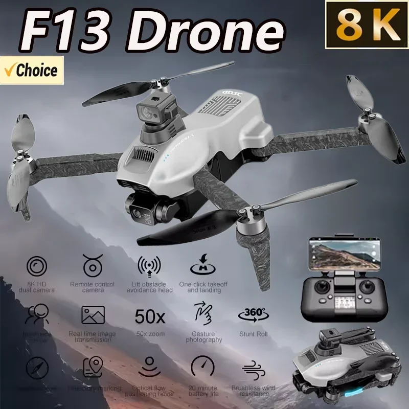 New F13 Drone Remote Control Aircraft HD 8K Photography UAV Optical Flow Positioning Quadcopter 360° Security Surveillance Drone