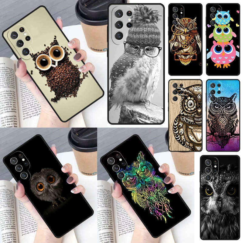 Owl bird clockwork pretty steampunk Cover For Samsung Galaxy S23 Ultra S22 S20 S21 FE S8 S9 S10 Plus Note 10 20 Ultra phone Case