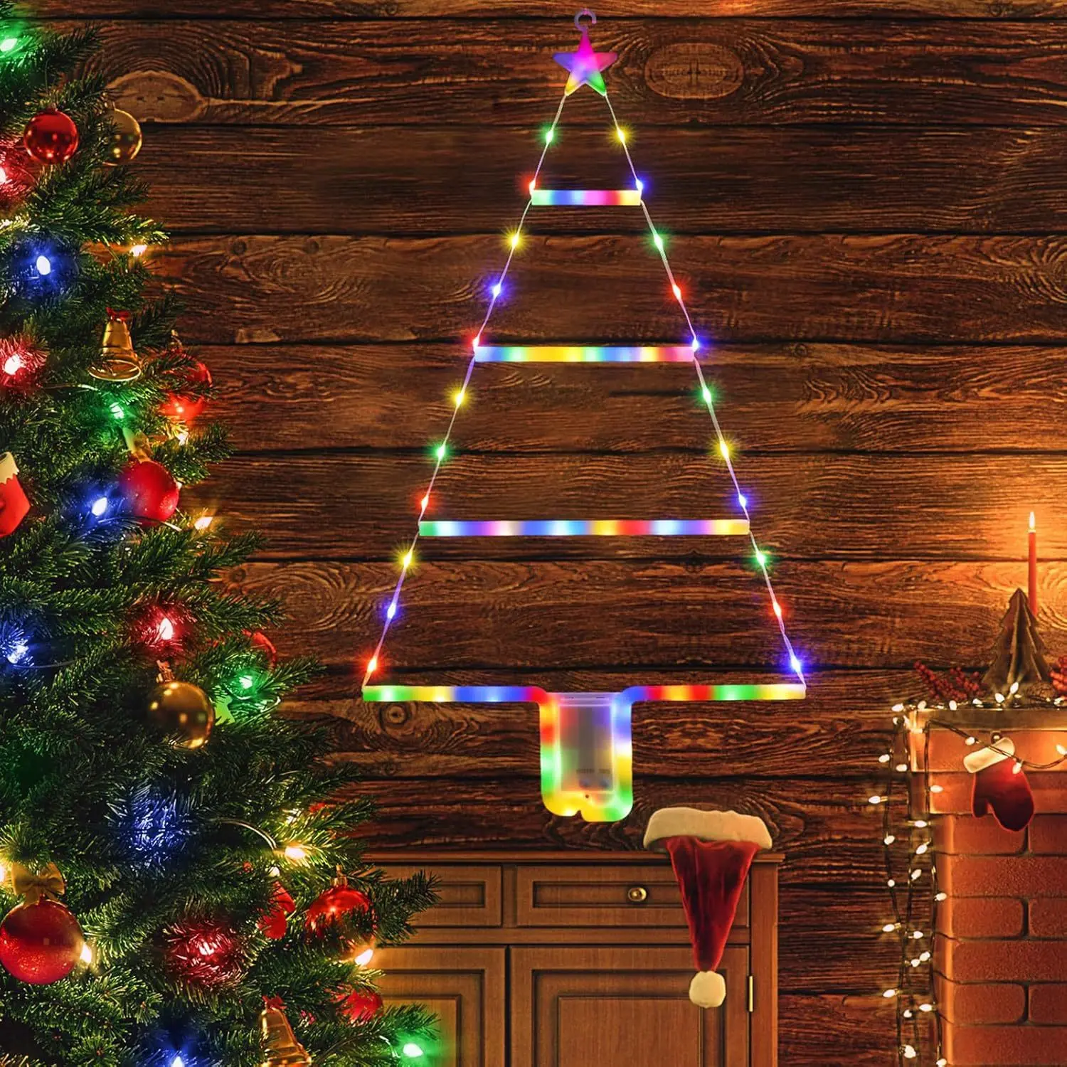 New Christmas LED Battery Box Style Luminous Staircase Decorative Lights Christmas Indoor Bedroom Living Room Atmosphere Lights