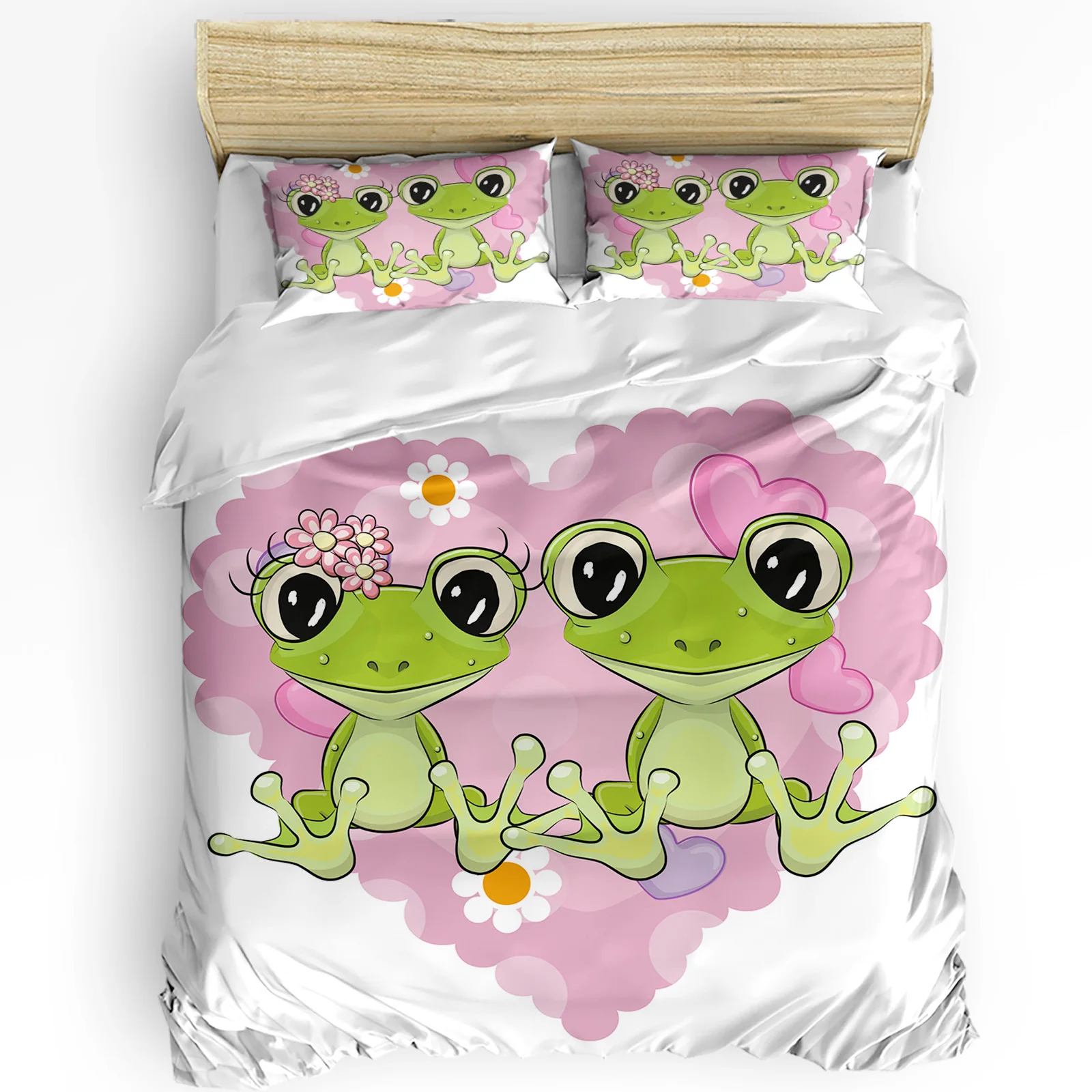 

Frog Love Duvet Cover Bed Bedding Set For Double Home Textile Quilt Cover Pillowcases Bedroom Bedding Set (No Sheet)