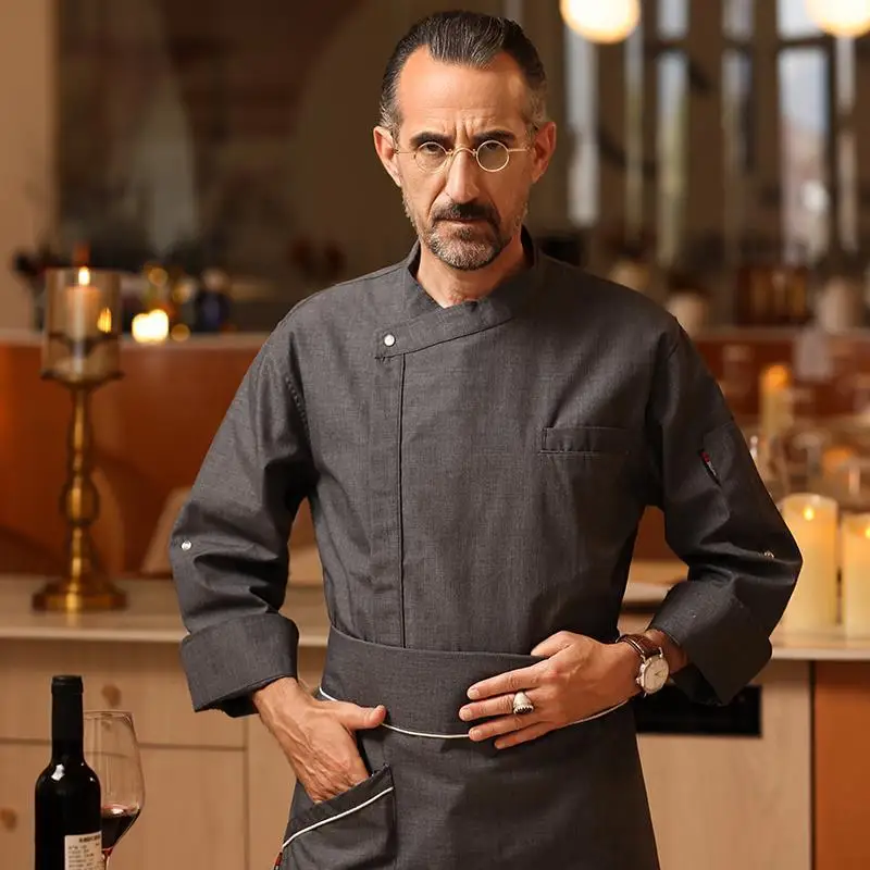 

Chef's workwear long-sleeve autumn and winter hotel restaurant kitchen baking cake uniform for men and women kitchen work clothe