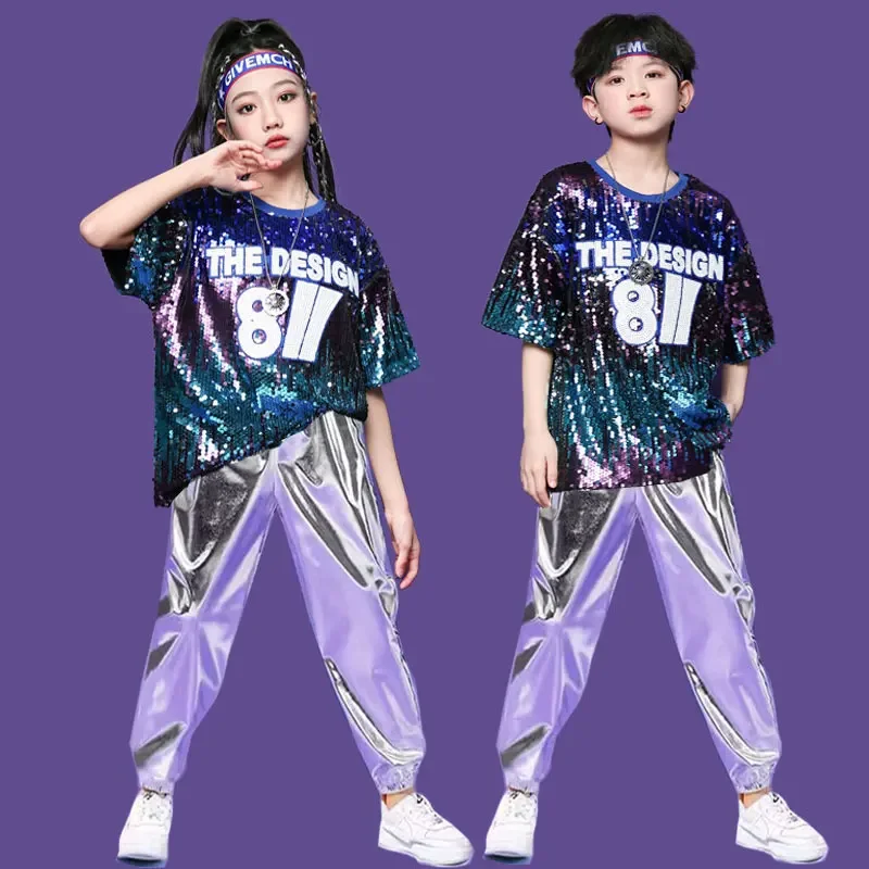 

Children's Jazz hip-hop costumes studio model catwalk host fashion sequined suit Children's shelves drums Cheerleading costumes