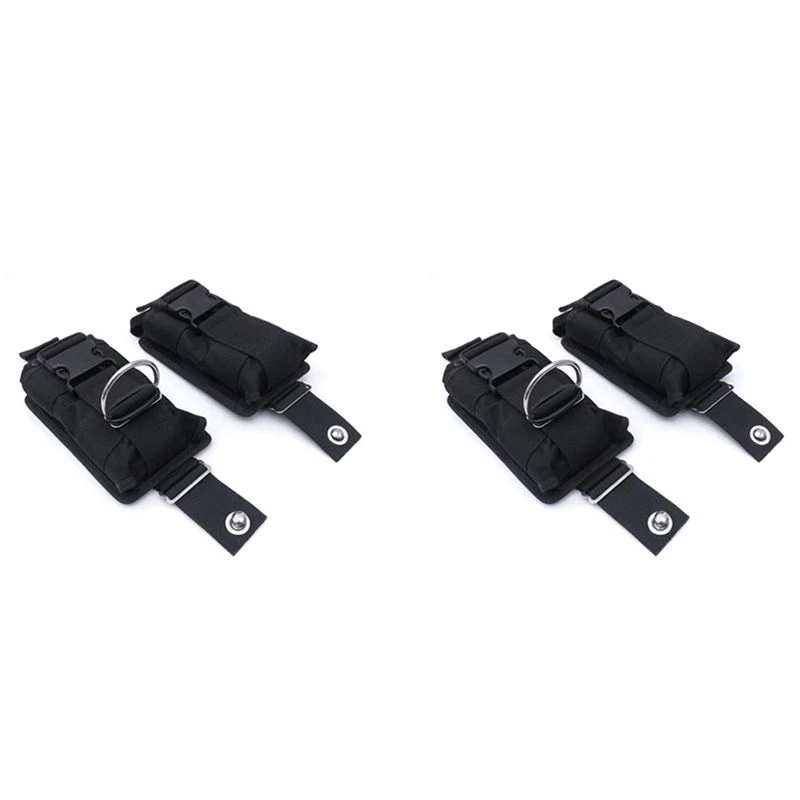 【Price Drop !!】New 4Pcs Spare Black 1680D Nylon Scuba Diving Weight Belt Pockets With Quick Release Buckle -22.5X15x5cm