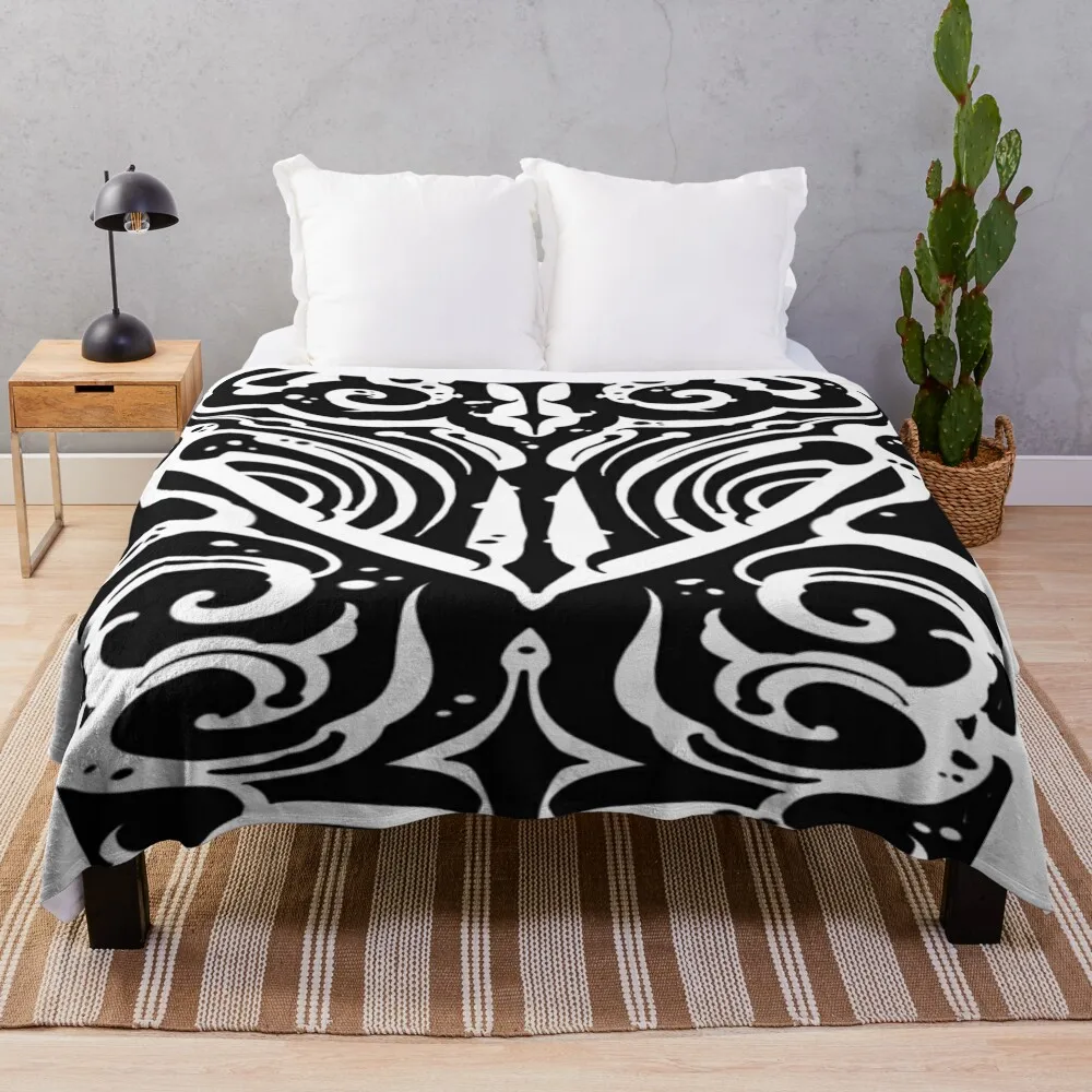 

Dark tribal suminagashi Throw Blanket Thin Retros decorative Blankets