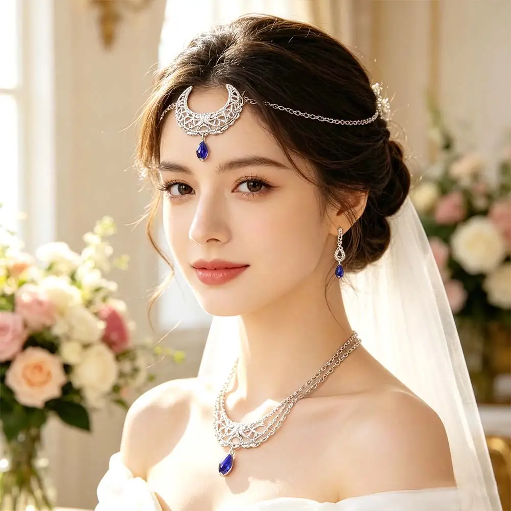 Headwear Multi-layer Sweet Headpiece Hollow Moon Wedding Headbands Women Head Bohemia Headbands Crystal Chain
