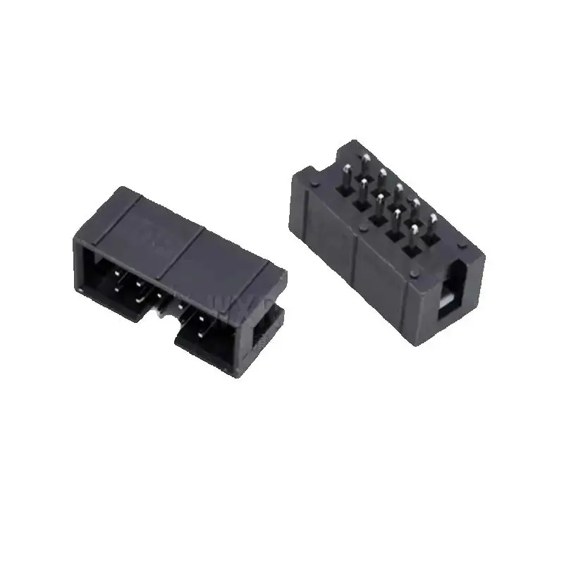 10/100PCS DC3 10 Pin 2x5 Pin Double Row 2.54mm Pitch Straight Pin Male IDC Box Header Connector JTAG