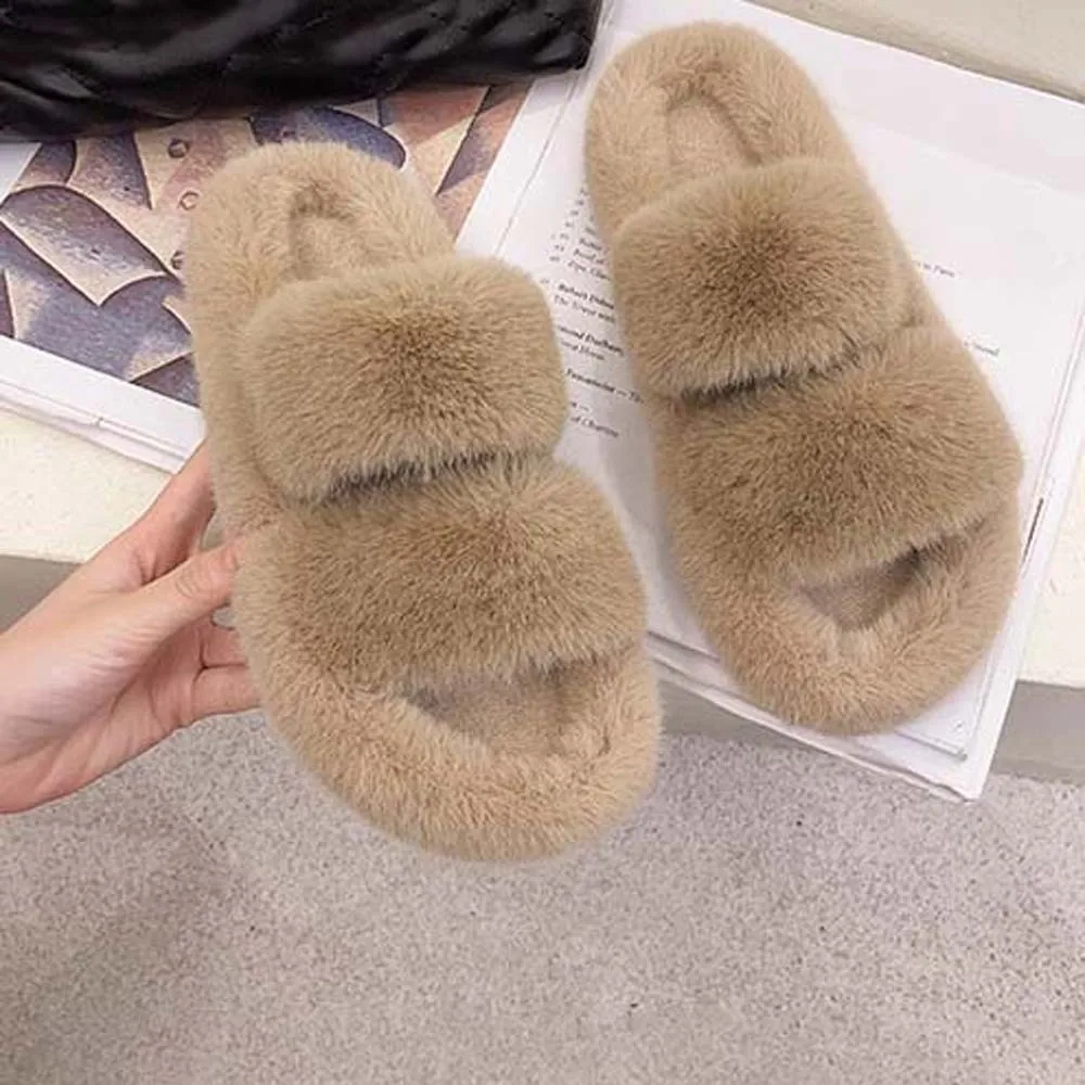 لينة الشتاء المفتوحة تو النعال المضادة للانزلاق شريط مزدوج أفخم نعال من القطن فروي بلون دفئا المنزل أحذية قطنية الخريف #2