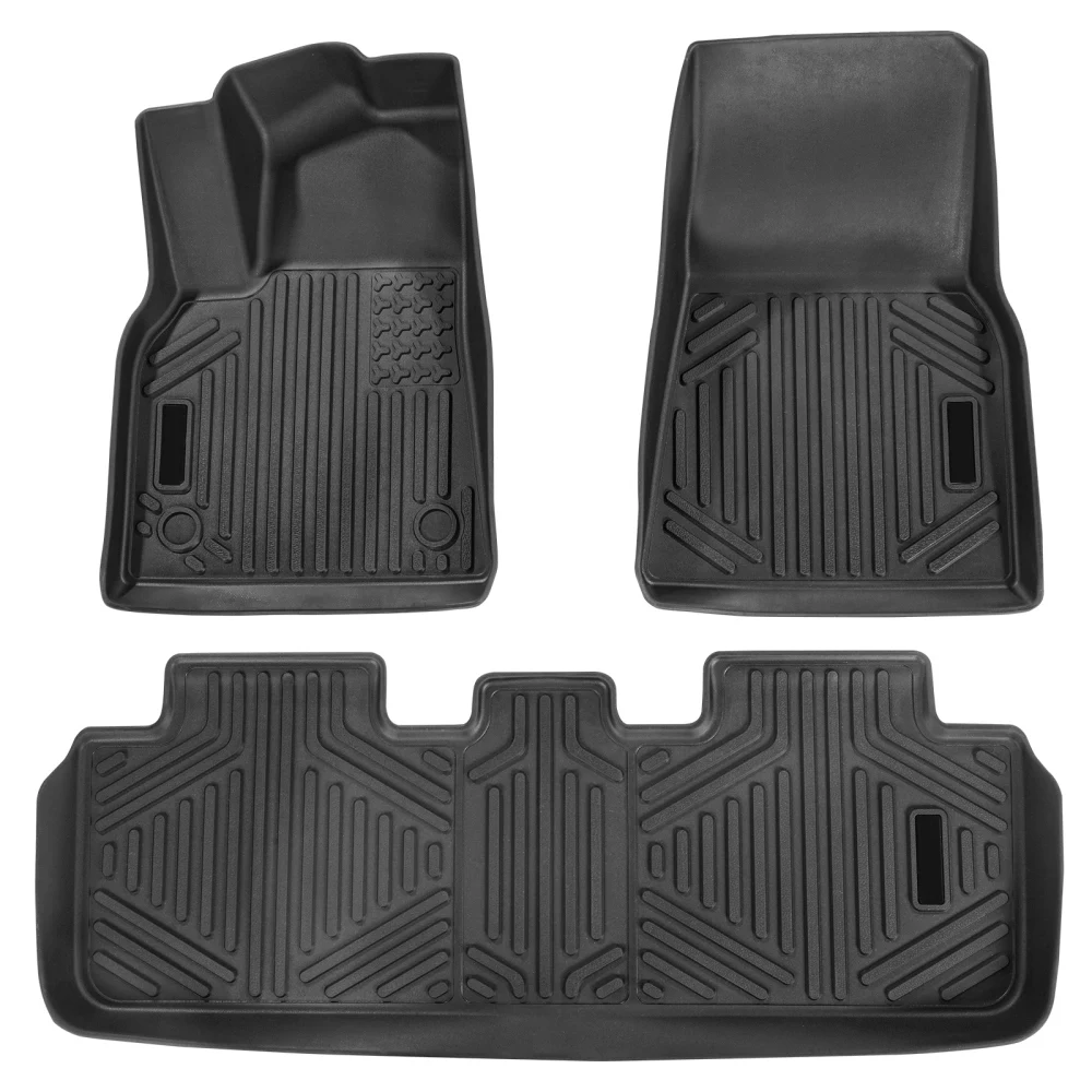 

Automotive Floor Mats Fits for Tesla Model Y 2021-2024 3 pcs TPE Liners Waterproof Anti-Slip Full Coverage Car Floor Liners