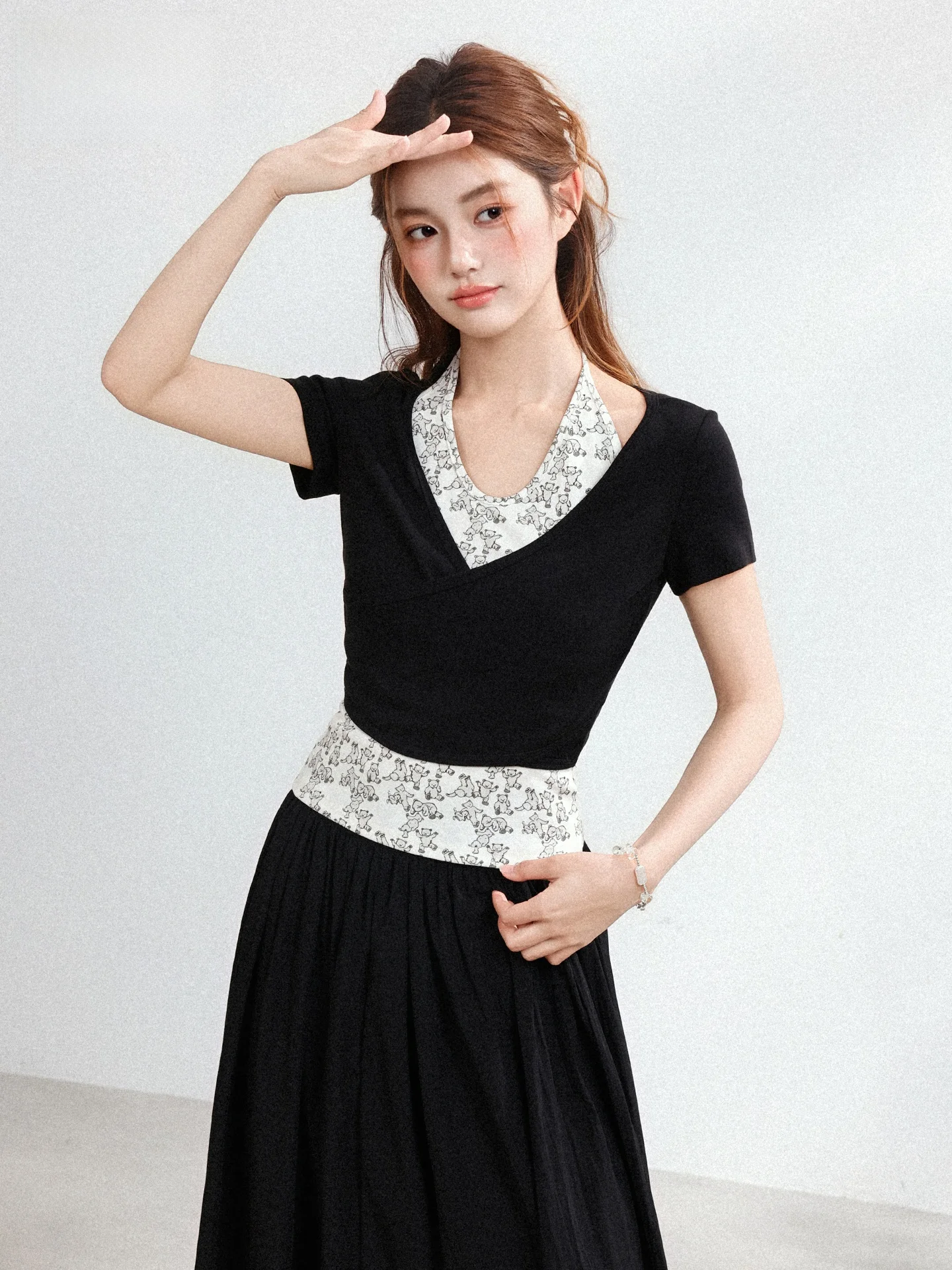 

Casual Lace Splice V-neck Sleeveless Top Bottoms Set Women's Slimming Cover up Two-Piece Suit Spring Fashion plus Size
